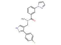 N-{[3-(4-fluorophenyl)-1H-pyrazol-4-yl]methyl}-N-methyl-3-(1H-pyrazol-1-yl)benzamide