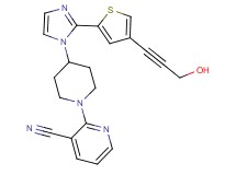 2-(4-{2-[4-(3-hydroxyprop-1-yn-1-yl)-2-thienyl]-1H-imidazol-1-yl}piperidin-1-yl)nicotinonitrile