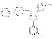 2-(4-{[1-(3-fluorophenyl)-3-(5-methyl-2-furyl)-1H-pyrazol-4-yl]methyl}-1-piperazinyl)pyrazine