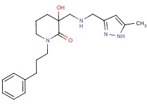 3-hydroxy-3-({[(5-methyl-1H-pyrazol-3-yl)methyl]amino}methyl)-1-(3-phenylpropyl)piperidin-2-one