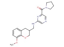 N-[(8-methoxy-3,4-dihydro-2H-chromen-3-yl)methyl]-6-(pyrrolidin-1-ylcarbonyl)pyrazin-2-amine