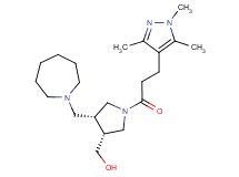 {(3R*,4R*)-4-(azepan-1-ylmethyl)-1-[3-(1,3,5-trimethyl-1H-pyrazol-4-yl)propanoyl]pyrrolidin-3-yl}methanol