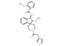 2-methoxy-N-[(2R*,3R*)-2-methoxy-1'-(3-thienylacetyl)-2,3-dihydrospiro[indene-1,4'-piperidin]-3-yl]benzamide