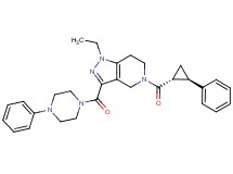 1-ethyl-5-{[(1R*,2R*)-2-phenylcyclopropyl]carbonyl}-3-[(4-phenyl-1-piperazinyl)carbonyl]-4,5,6,7-tetrahydro-1H-pyrazolo[4,3-c]pyridine