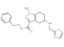 1-methyl-N-(2-phenylethyl)-5-[(1,3-thiazol-2-ylmethyl)amino]-4,5,6,7-tetrahydro-1H-indazole-3-carboxamide