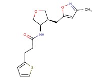 N-{(3R*,4S*)-4-[(3-methylisoxazol-5-yl)methyl]tetrahydrofuran-3-yl}-3-(2-thienyl)propanamide