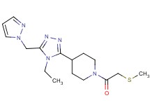 4-[4-ethyl-5-(1H-pyrazol-1-ylmethyl)-4H-1,2,4-triazol-3-yl]-1-[(methylthio)acetyl]piperidine