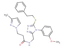 N-({4-(3-methoxyphenyl)-5-[(2-phenylethyl)thio]-4H-1,2,4-triazol-3-yl}methyl)-3-(3-methyl-1H-pyrazol-1-yl)propanamide