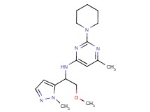 N-[2-methoxy-1-(1-methyl-1H-pyrazol-5-yl)ethyl]-6-methyl-2-piperidin-1-ylpyrimidin-4-amine