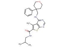 N-isobutyl-5-methyl-4-{[(4-phenyltetrahydro-2H-pyran-4-yl)methyl]amino}thieno[2,3-d]pyrimidine-6-carboxamide