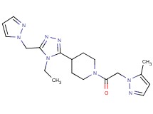 4-[4-ethyl-5-(1H-pyrazol-1-ylmethyl)-4H-1,2,4-triazol-3-yl]-1-[(5-methyl-1H-pyrazol-1-yl)acetyl]piperidine