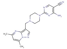 4-amino-2-{4-[(5,7-dimethylpyrazolo[1,5-a]pyrimidin-3-yl)methyl]piperazin-1-yl}pyrimidine-5-carbonitrile