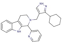 2-[(3-cyclohexyl-1H-pyrazol-4-yl)methyl]-1-(2-pyridinyl)-2,3,4,9-tetrahydro-1H-beta-carboline