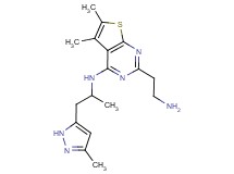 2-(2-aminoethyl)-5,6-dimethyl-N-[1-methyl-2-(3-methyl-1H-pyrazol-5-yl)ethyl]thieno[2,3-d]pyrimidin-4-amine dihydrochloride