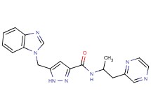 5-(1H-benzimidazol-1-ylmethyl)-N-[1-methyl-2-(2-pyrazinyl)ethyl]-1H-pyrazole-3-carboxamide