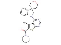 5-methyl-N-[(4-phenyltetrahydro-2H-pyran-4-yl)methyl]-6-(1-piperidinylcarbonyl)thieno[2,3-d]pyrimidin-4-amine