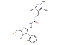 N-{[(2R*,3R*,5S*)-2-(2-fluorophenyl)-5-(hydroxymethyl)-1-methyl-3-pyrrolidinyl]methyl}-3-(1,3,5-trimethyl-1H-pyrazol-4-yl)propanamide