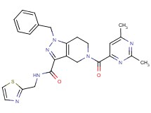 1-benzyl-5-[(2,6-dimethyl-4-pyrimidinyl)carbonyl]-N-(1,3-thiazol-2-ylmethyl)-4,5,6,7-tetrahydro-1H-pyrazolo[4,3-c]pyridine-3-carboxamide