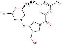 {(3R*,4R*)-4-{[(2R*,6S*)-2,6-dimethylmorpholin-4-yl]methyl}-1-[(2,6-dimethylpyrimidin-4-yl)carbonyl]pyrrolidin-3-yl}methanol