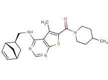 N-[(1R*,2S*,4R*)-bicyclo[2.2.1]hept-5-en-2-ylmethyl]-5-methyl-6-[(4-methyl-1-piperidinyl)carbonyl]thieno[2,3-d]pyrimidin-4-amine