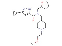 3-cyclopropyl-N-{[1-(2-methoxyethyl)-4-piperidinyl]methyl}-N-(tetrahydro-2-furanylmethyl)-1H-pyrazole-5-carboxamide