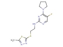 5-fluoro-N-{2-[(5-methyl-1,3,4-thiadiazol-2-yl)thio]ethyl}-4-pyrrolidin-1-ylpyrimidin-2-amine