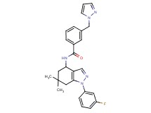 N-[1-(3-fluorophenyl)-6,6-dimethyl-4,5,6,7-tetrahydro-1H-indazol-4-yl]-3-(1H-pyrazol-1-ylmethyl)benzamide