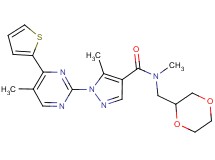 N-(1,4-dioxan-2-ylmethyl)-N,5-dimethyl-1-[5-methyl-4-(2-thienyl)-2-pyrimidinyl]-1H-pyrazole-4-carboxamide