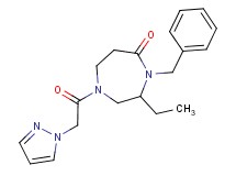 4-benzyl-3-ethyl-1-(1H-pyrazol-1-ylacetyl)-1,4-diazepan-5-one