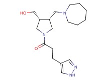 {(3R*,4R*)-4-(1-azepanylmethyl)-1-[3-(1H-pyrazol-4-yl)propanoyl]-3-pyrrolidinyl}methanol