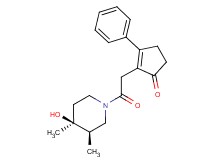 2-{2-[(3R*,4S*)-4-hydroxy-3,4-dimethylpiperidin-1-yl]-2-oxoethyl}-3-phenylcyclopent-2-en-1-one