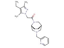 (1S*,5R*)-6-[(4-ethyl-3,5-dimethyl-1H-pyrazol-1-yl)acetyl]-3-(pyridin-2-ylmethyl)-3,6-diazabicyclo[3.2.2]nonane