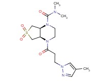 (4aR*,7aS*)-N,N-dimethyl-4-[3-(4-methyl-1H-pyrazol-1-yl)propanoyl]hexahydrothieno[3,4-b]pyrazine-1(2H)-carboxamide 6,6-dioxide