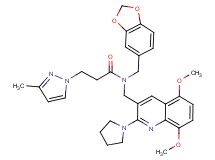 N-(1,3-benzodioxol-5-ylmethyl)-N-{[5,8-dimethoxy-2-(1-pyrrolidinyl)-3-quinolinyl]methyl}-3-(3-methyl-1H-pyrazol-1-yl)propanamide
