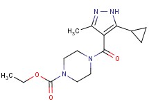 ethyl 4-[(5-cyclopropyl-3-methyl-1H-pyrazol-4-yl)carbonyl]piperazine-1-carboxylate