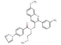 N-(2-methoxyethyl)-N-{[7-methoxy-2-(3-methylphenyl)-3-quinolinyl]methyl}-4-(1H-pyrazol-1-yl)benzamide
