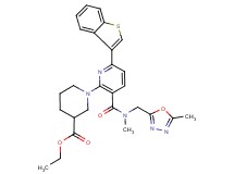 ethyl 1-[6-(1-benzothien-3-yl)-3-({methyl[(5-methyl-1,3,4-oxadiazol-2-yl)methyl]amino}carbonyl)-2-pyridinyl]-3-piperidinecarboxylate