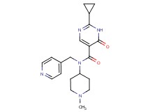 2-cyclopropyl-N-(1-methylpiperidin-4-yl)-6-oxo-N-(pyridin-4-ylmethyl)-1,6-dihydropyrimidine-5-carboxamide