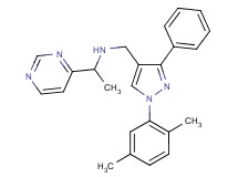N-{[1-(2,5-dimethylphenyl)-3-phenyl-1H-pyrazol-4-yl]methyl}-1-(4-pyrimidinyl)ethanamine