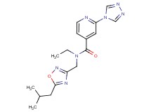 N-ethyl-N-[(5-isobutyl-1,2,4-oxadiazol-3-yl)methyl]-2-(4H-1,2,4-triazol-4-yl)isonicotinamide
