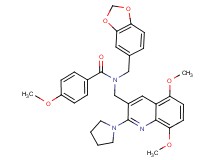 N-(1,3-benzodioxol-5-ylmethyl)-N-{[5,8-dimethoxy-2-(1-pyrrolidinyl)-3-quinolinyl]methyl}-4-methoxybenzamide