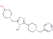 1-({4-methyl-5-[1-(pyrimidin-5-ylmethyl)piperidin-4-yl]-4H-1,2,4-triazol-3-yl}methyl)piperidin-4-ol