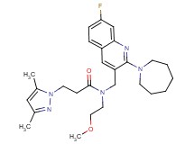 N-{[2-(1-azepanyl)-7-fluoro-3-quinolinyl]methyl}-3-(3,5-dimethyl-1H-pyrazol-1-yl)-N-(2-methoxyethyl)propanamide