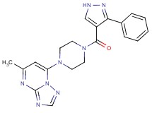 5-methyl-7-{4-[(3-phenyl-1H-pyrazol-4-yl)carbonyl]-1-piperazinyl}[1,2,4]triazolo[1,5-a]pyrimidine