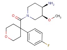(3S*,4R*)-1-{[4-(4-fluorophenyl)tetrahydro-2H-pyran-4-yl]carbonyl}-3-methoxypiperidin-4-amine