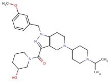 1-{[5-(1-isopropyl-4-piperidinyl)-1-(3-methoxybenzyl)-4,5,6,7-tetrahydro-1H-pyrazolo[4,3-c]pyridin-3-yl]carbonyl}-3-piperidinol