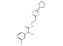 2-(3-chlorophenyl)-N-[2-(5-cyclopentyl-1,2,4-oxadiazol-3-yl)ethyl]-2-hydroxyacetamide