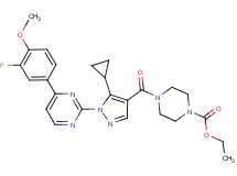 ethyl 4-({5-cyclopropyl-1-[4-(3-fluoro-4-methoxyphenyl)-2-pyrimidinyl]-1H-pyrazol-4-yl}carbonyl)-1-piperazinecarboxylate