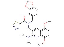 N-(1,3-benzodioxol-5-ylmethyl)-N-{[2-(dimethylamino)-5,8-dimethoxy-3-quinolinyl]methyl}-1,3-thiazole-5-carboxamide