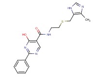 4-hydroxy-N-(2-{[(4-methyl-1H-imidazol-5-yl)methyl]thio}ethyl)-2-phenylpyrimidine-5-carboxamide